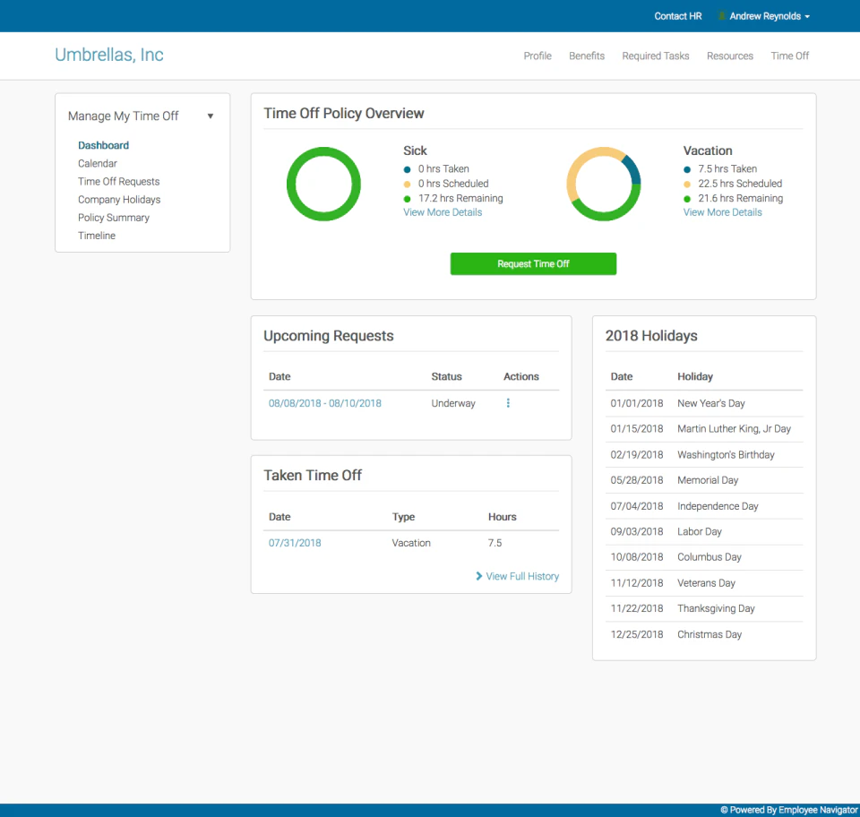 screenshot of Employee Navigator